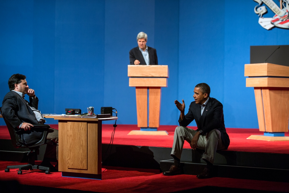 Barrack Obama warming up with Senator John Kerry ahead of 2012 Presidential debates