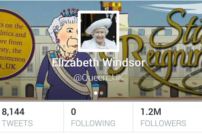 Parody account @Queen_UK has over a million followers on Twitter