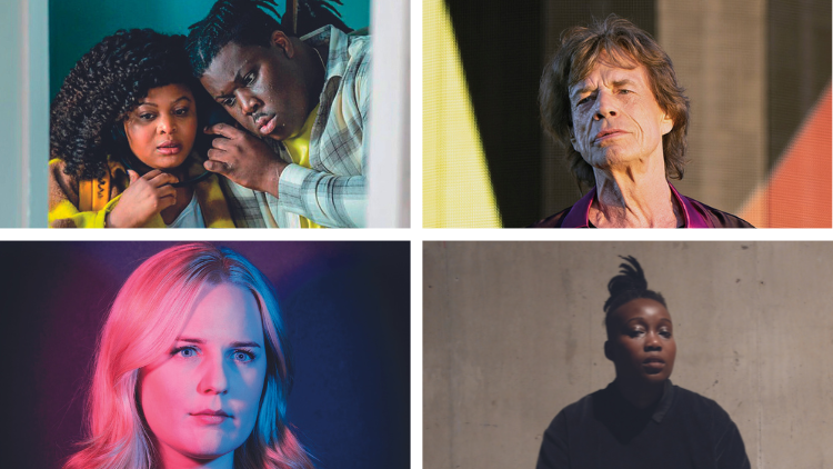 A two-by-two grid with photos of (from top left clockwise) Gbemisola Ikumelo & Hammed Animashaun, Mick Jagger, Tawiah, Lindsay Wright
