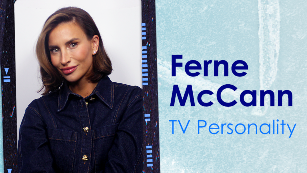 A photo of Ferne McCann within a stylised strip of film, next to her name, under which "TV Personality" is written