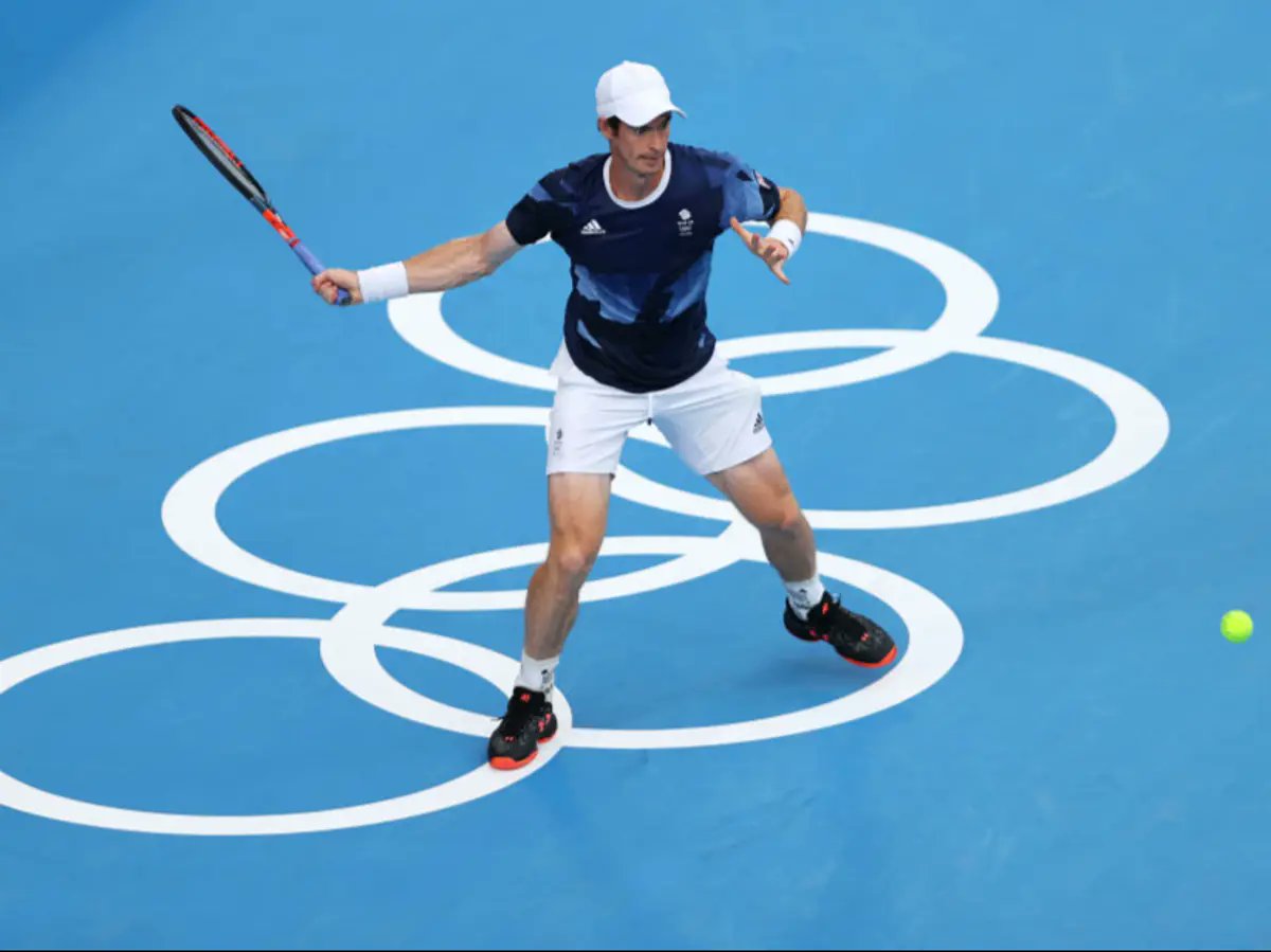 Andy Murray playing in the tennis doubles at the 2020 Tokyo Olympics (Credit: Eurosport)