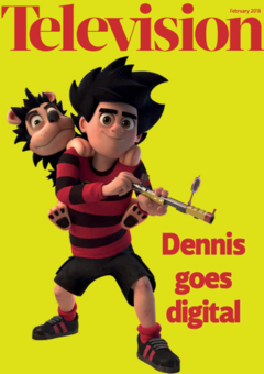 Dennis and Gnasher on the cover of RTS Television Magazine Feb 2018