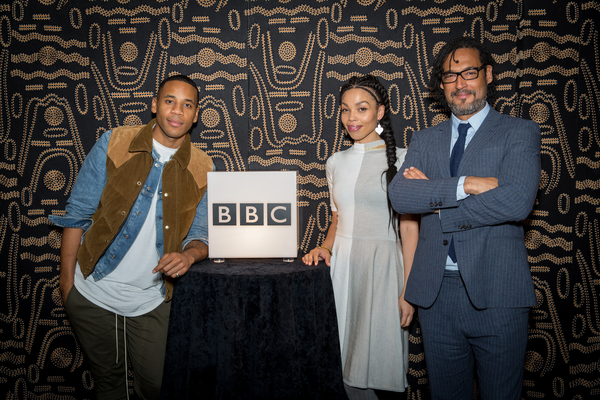 Reggie Yates, Emma Dabiri and David Olusoga at the Black & British Season launch (Credit: BBC/Guy Levy)