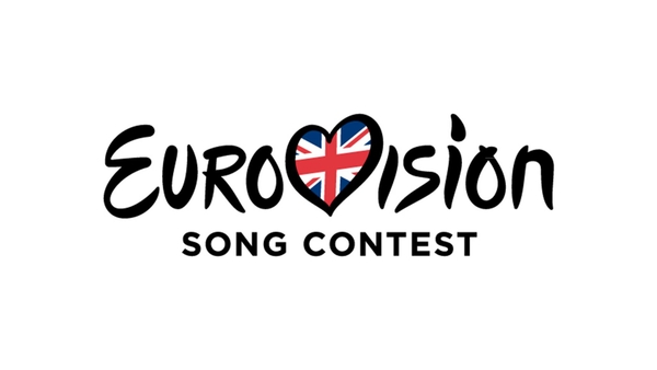 The logo for the Eurovision Song Contest with the 'v' letter turned into a heart, with a Union Flag in it