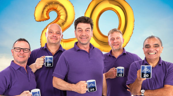 Mark Millar, Julian Perry, Nick Knowles, Chris Frediani and Billy Byrne celebrate 20 year anniversary of DIY SOS (Credit: BBC)