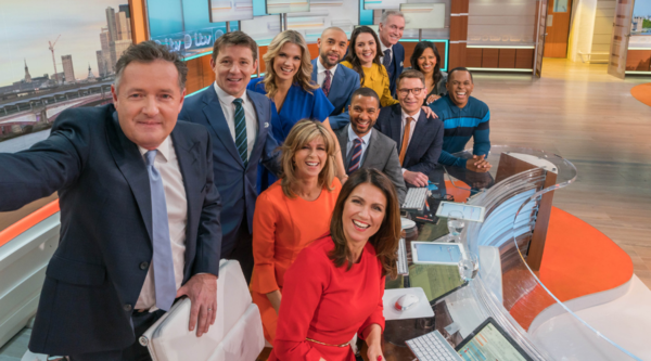 The Good Morning Britain team taking a group selfie (Credit: ITV)