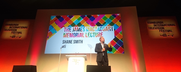 Shane Smith delivering the 2016 MacTaggart lecture (Credit: RTS)