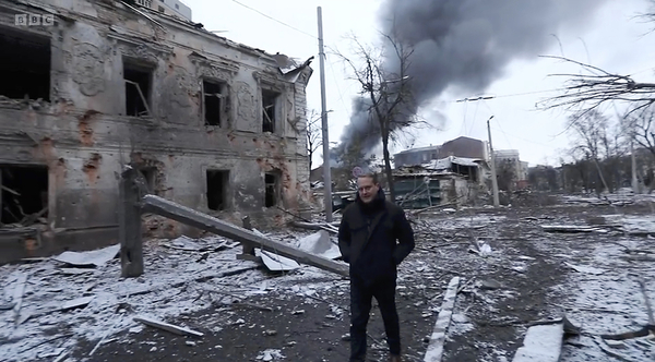 BBC correspondent Quentin Sommerville in Kharkiv, Ukraine (Credit: BBC)