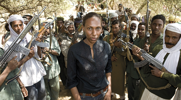 Nima Elbagir, reporting for Channel 4’s Sudan: Meet the Janjaweed in 2008 (Credit: Channel 4)