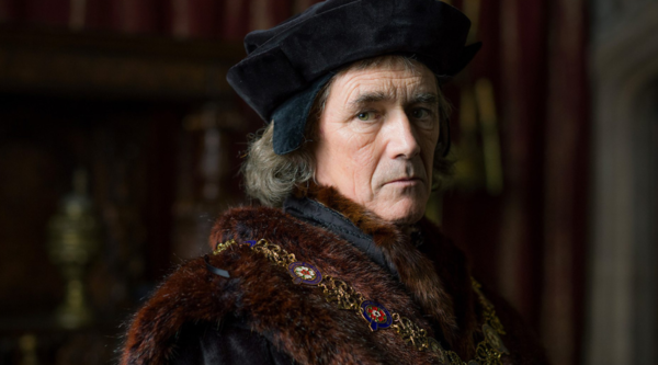 Mark Rylance looks off camera, in Tudor dress