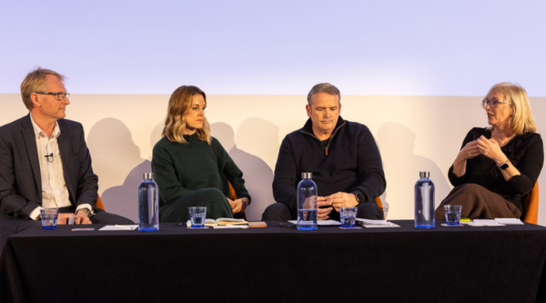 ohn Moulding, Amy Tocock, Neil Mortensen and Lucy Gregory sit on a panel