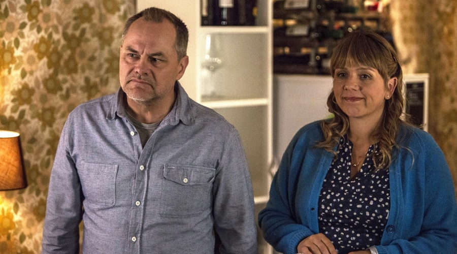 Steve (Jack Dee) and Nicky (Kerry Godliman) in Bad Move (Credit: ITV)