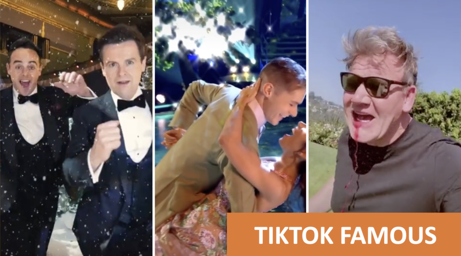 Three TikTok Videos in a row, featuring Ant and Dec, Strictly Come Dancing and Gordon Ramsey