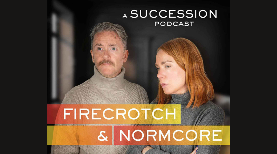 Sara Barron and Geoff Lloyd in the Firecrotch and Normcore podcast