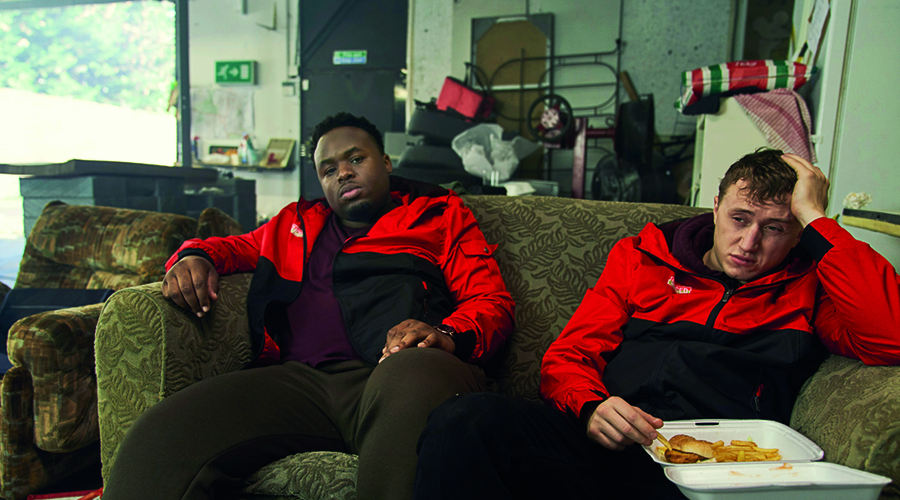 Joshua (Samson Kayo) and Ricky (Theo Barklem-Biggs) in Sliced (Credit: UKTV)