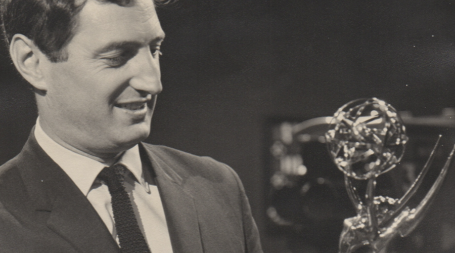 Roger Gage with the Emmy he won for the 1965 series Wyvern At War