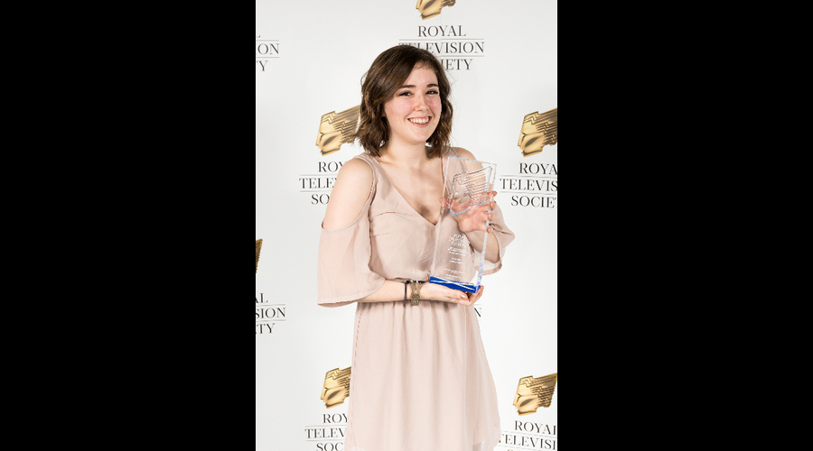Aurora Gibson, winner of Best Production Design, at the RTS Scotland Student Awards 2017 on the 1st of March 2017 at The Hub Glasgow.