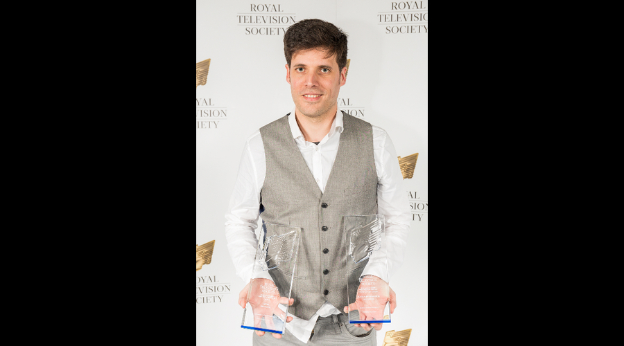Eric Romero, winner of Best Comedy & Entertainment and Best Drama, at the RTS Scotland Student Awards 2017 on the 1st of March 2017 at The Hub Glasgow.