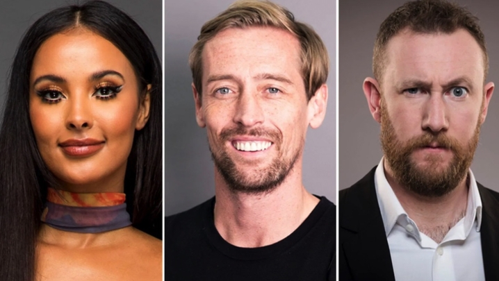 Maya Jama, Peter Crouch, Alex Horne (Credit: BBC)