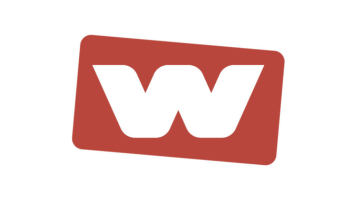 The logo for W, which is a white W against an askew red rectangle, against a white backdrop