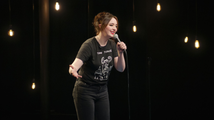 Fern Brady performing stand-up indoors