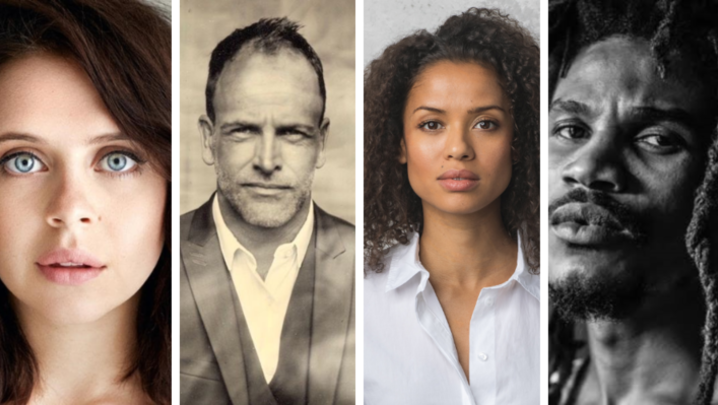 Headshots of Gugu Mbatha-Raw, Jonny Lee Miller, Sheldon Shepherd and Bel Powley