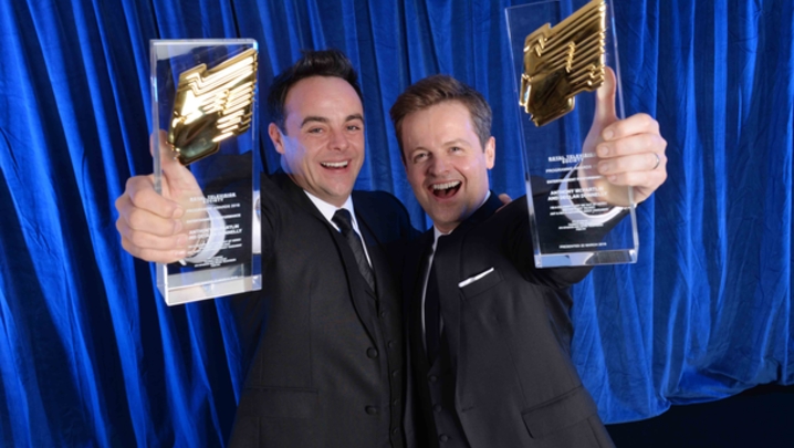 Ant and Dec celebrate their award for Entertainment Performance at the RTS Programme Awards. Picture by Richard Kendal. 