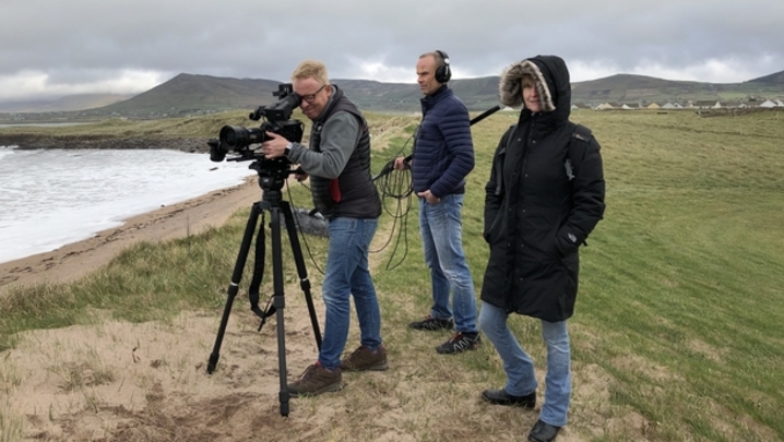 Director Hilary Fennell (far right) and crew on location in Dingle (Credit RTÉ)