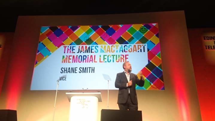 Shane Smith delivering the 2016 MacTaggart lecture (Credit: RTS)
