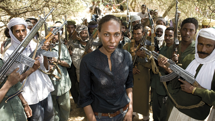 Nima Elbagir, reporting for Channel 4’s Sudan: Meet the Janjaweed in 2008 (Credit: Channel 4)