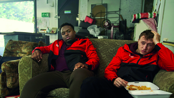 Joshua (Samson Kayo) and Ricky (Theo Barklem-Biggs) in Sliced (Credit: UKTV)