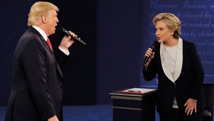 The second US Presidential debate, on 9 October (Credit: AP)