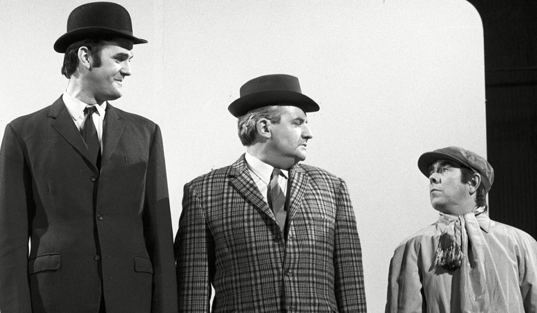 Progress? The Frost Report sketch featuring John Cleese, Ronnie Barker and Ronnie Corbett in 1966 (Credit: ITV)