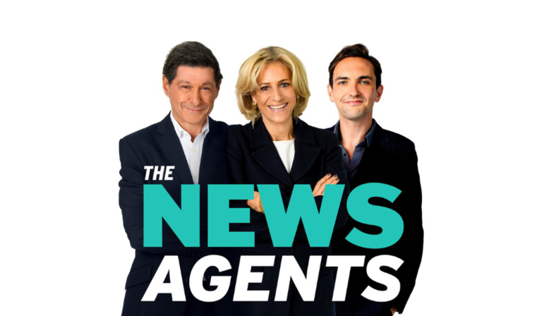 Jon Sopel, Emily Maitlis and Lewis Goodall of The News Agents podcast