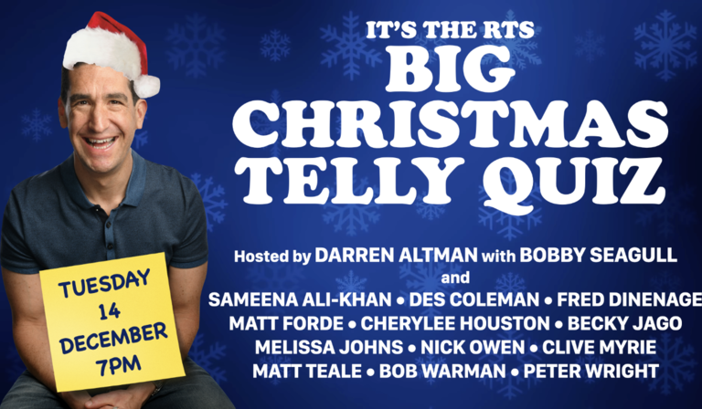 Former Britain's Got Talent comedian Darren Altman against a dark blue background with snow behind him